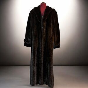 Vintage Real Mink Fur Full Length Coat – Custom Made – Dark Brown